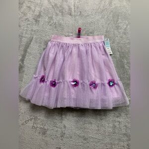 Cat & Jack NWT Tutu Skirt Girls Sz 7/8 Lavender w/ Flowers Built In Slip  (K377)